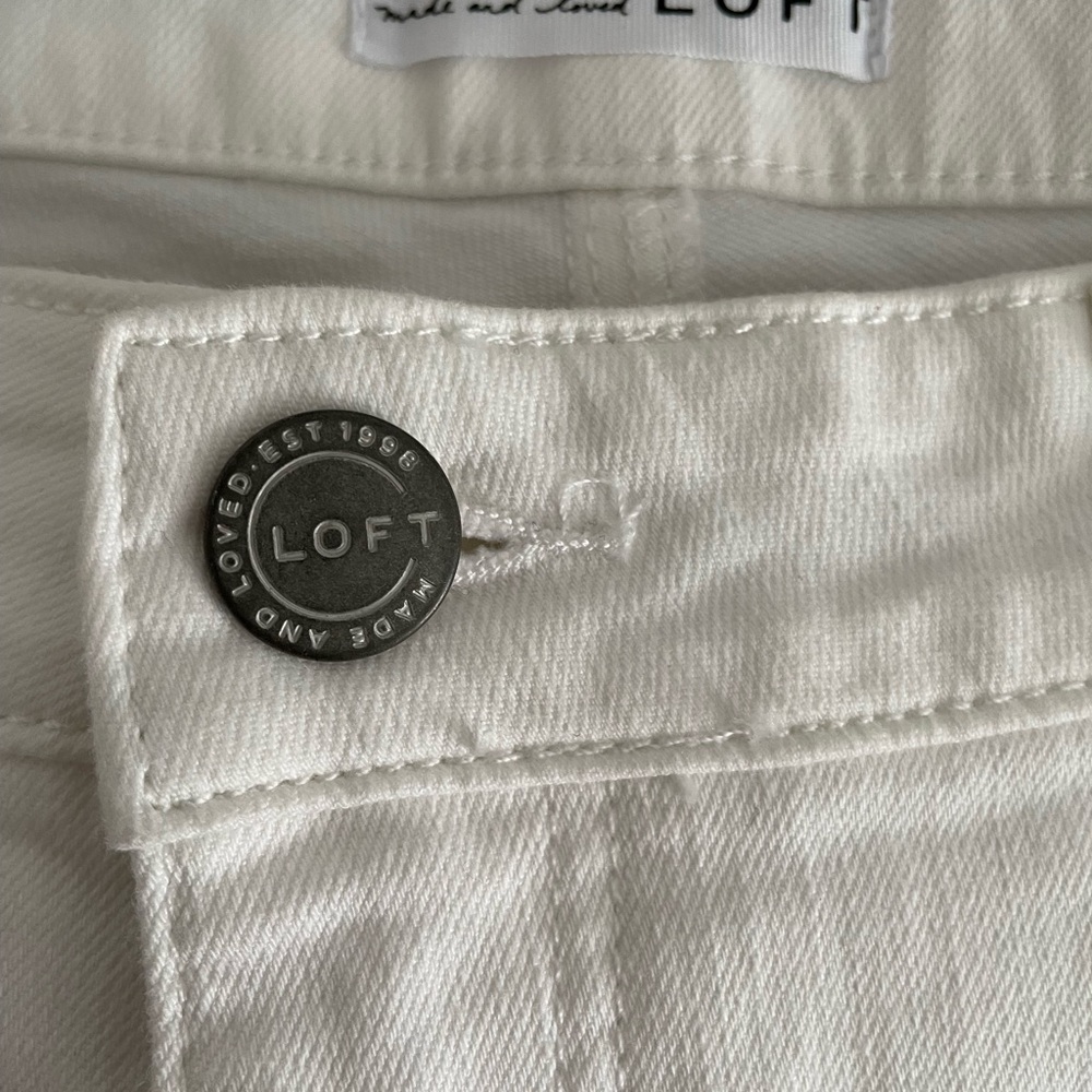 LOFT Cropped White Denim Jeans